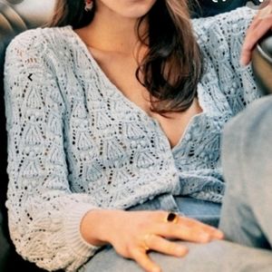 Light blue crochet Sezane sweater